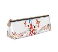 Uusnwaa Leather Musica Butterfly Print Pen Case Pencil Bag Pouch with Zipper,Cosmetic Organizer Bag for School Office Woman Man