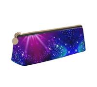 Uusnwaa Leather Mysterious Stars Print Pen Case Pencil Bag Pouch with Zipper,Cosmetic Organizer Bag for School Office Woman Man