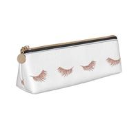 Uusnwaa Leather Rose Gold Eyelashes Print Pen Case Pencil Bag Pouch with Zipper,Cosmetic Organizer Bag for School Office Woman Man