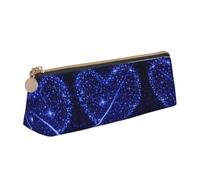Uusnwaa Leather Shooting Star Heart Print Pen Case Pencil Bag Pouch with Zipper,Cosmetic Organizer Bag for School Office Woman Man
