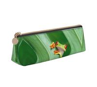 Uusnwaa Leather Tree Frog Baby Print Pen Case Pencil Bag Pouch with Zipper,Cosmetic Organizer Bag for School Office Woman Man