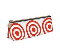 Uusnwaa Leather Vector Design Target Print Pen Case Pencil Bag Pouch with Zipper,Cosmetic Organizer Bag for School Office Woman Man
