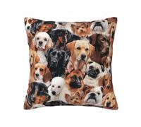 Uusnwaa Many Dogs Printed Soft Throw Pillow Covers 18x18 Inch,Invisible Zipper Cushion Cover,Machine Washable Home Decor For Sofa Couch Bedroom Living Room