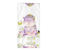 Uusnwaa Microfibre Butterfly And Hippo Print Bath Towel,Large Soft Highly Absorbent Quick Dry Lightweight Durable Beach Pool Shower Towel For Bathroom Outdoor Gym Travel