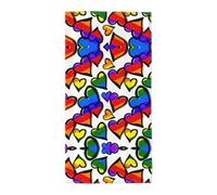 Uusnwaa Microfibre Rainbow Colored Gay Pride Hearts Print Bath Towel,Large Soft Highly Absorbent Quick Dry Lightweight Durable Beach Pool Shower Towel For Bathroom Outdoor Gym Travel