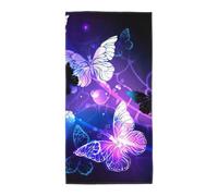 Uusnwaa Microfibre White Purple Butterflies Print Bath Towel,Large Soft Highly Absorbent Quick Dry Lightweight Durable Beach Pool Shower Towel For Bathroom Outdoor Gym Travel