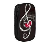 Uusnwaa Music Symbols Love Print Pencil Case,Oxford Cloth Pencil Bag Storage Pouch,Multifunctional Pencil Pouch with Compartmens