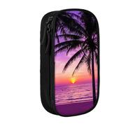 Uusnwaa Palm Trees Silhouette At Sunset Print Pencil Case,Oxford Cloth Pencil Bag Storage Pouch,Multifunctional Pencil Pouch with Compartmens