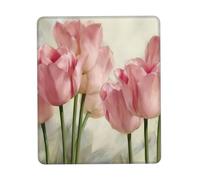 Uusnwaa Pink Tulips Print Mouse Pad,Non-Slip Rubber Base,Stitched Edges,Waterproof & Washable For Gaming Office Home Laptop