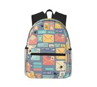 Uusnwaa Postal Stationery Print Laptop Rucksack For School Teens | Water Resistant Backpack,Padded Straps,Multiple Pockets,Fits 15.6 Laptop,Unisex College,Daily Commute,Travel & Casual Outdoor