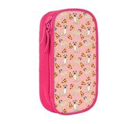 Uusnwaa Pug Pizza Pink Print Pencil Case,Oxford Cloth Pencil Bag Storage Pouch,Multifunctional Pencil Pouch with Compartmens