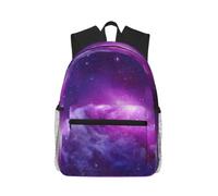 Uusnwaa Purple&Blue Galaxy Print Laptop Rucksack For School Teens | Water Resistant Backpack,Padded Straps,Multiple Pockets,Fits 15.6 Laptop,Unisex College,Daily Commute,Travel & Casual Outdoor