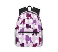 Uusnwaa Purple Poodle Polka Dot Print Laptop Rucksack For School Teens | Water Resistant Backpack,Padded Straps,Multiple Pockets,Fits 15.6 Laptop,Unisex College,Daily Commute,Travel & Casual Outdoor