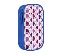Uusnwaa Purple Poodle Polka Dot Print Pencil Case,Oxford Cloth Pencil Bag Storage Pouch,Multifunctional Pencil Pouch with Compartmens