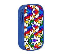 Uusnwaa Rainbow Colored Gay Pride Hearts Print Pencil Case,Oxford Cloth Pencil Bag Storage Pouch,Multifunctional Pencil Pouch with Compartmens