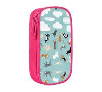 Uusnwaa Raining Cats & Dogs Print Pencil Case,Oxford Cloth Pencil Bag Storage Pouch,Multifunctional Pencil Pouch with Compartmens