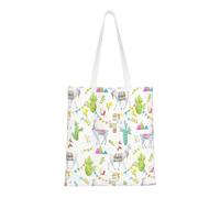 Uusnwaa Reusable Alpaca Llama Cactus Flag Mountain Print Tote Bag,Large Shopping Grocery Bag,Lightweight Washable Shoulder Tote For Travel,Work,School