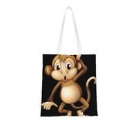 Uusnwaa Reusable Cute Monkey Print Tote Bag,Large Shopping Grocery Bag,Lightweight Washable Shoulder Tote For Travel,Work,School