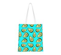 Uusnwaa Reusable Fresh Tropical Fruit Avocado Print Tote Bag,Large Shopping Grocery Bag,Lightweight Washable Shoulder Tote For Travel,Work,School