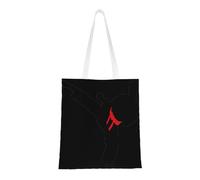 Uusnwaa Reusable Karate Boy Vector Changeable Belt Color Print Tote Bag,Large Shopping Grocery Bag,Lightweight Washable Shoulder Tote For Travel,Work,School