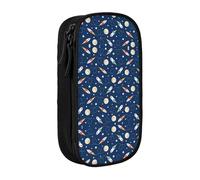 Uusnwaa Rocket in Space Print Pencil Case,Oxford Cloth Pencil Bag Storage Pouch,Multifunctional Pencil Pouch with Compartmens