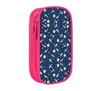 Uusnwaa Rocket in Space Print Pencil Case,Oxford Cloth Pencil Bag Storage Pouch,Multifunctional Pencil Pouch with Compartmens