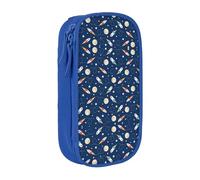 Uusnwaa Rocket in Space Print Pencil Case,Oxford Cloth Pencil Bag Storage Pouch,Multifunctional Pencil Pouch with Compartmens