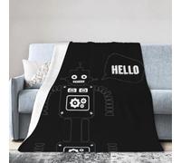 Uusnwaa Soft Cosy Fleece Warm Throw Black Robot Print Blanket