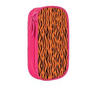 Uusnwaa Tiger Stripes Orange Pattern Print Pencil Case,Oxford Cloth Pencil Bag Storage Pouch,Multifunctional Pencil Pouch with Compartmens