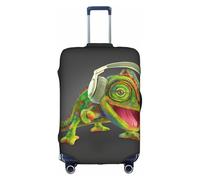 Uusnwaa Travel Chameleon Listen Music Print Luggage Cover Washable Suitcase Cover with Concealed Zipper,Travel Essentials Accessories
