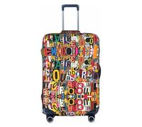 Uusnwaa Travel Letter and Number Print Luggage Cover Washable Suitcase Cover with Concealed Zipper,Travel Essentials Accessories
