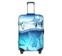 Uusnwaa Travel Penguins On The Iceberg Print Luggage Cover Washable Suitcase Cover with Concealed Zipper,Travel Essentials Accessories