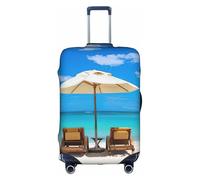 Uusnwaa Travel White Beach Tropical Sea Print Luggage Cover Washable Suitcase Cover with Concealed Zipper,Travel Essentials Accessories