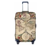 Uusnwaa Travel World Map Retro Print Luggage Cover Washable Suitcase Cover with Concealed Zipper,Travel Essentials Accessories