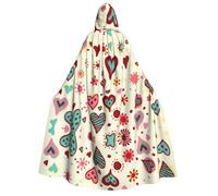 Uusnwaa Unisex Adults Hooded Colorful Heart Pattern Print Cloak,Hood Cloaks Halloween,Christmas Cloak Costumes Party Cape