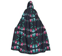 Uusnwaa Unisex Adults Hooded Cute Owls Print Cloak,Hood Cloaks Halloween,Christmas Cloak Costumes Party Cape