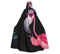 Uusnwaa Unisex Adults Hooded Hello Glasses Flamingo Print Cloak,Hood Cloaks Halloween,Christmas Cloak Costumes Party Cape