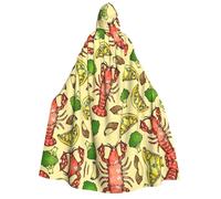Uusnwaa Unisex Adults Hooded Lobster And Lemon Print Cloak,Hood Cloaks Halloween,Christmas Cloak Costumes Party Cape