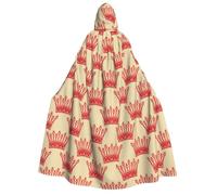 Uusnwaa Unisex Adults Hooded Red Crown Print Cloak,Hood Cloaks Halloween,Christmas Cloak Costumes Party Cape