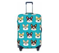Uusnwaa Washable Luggage Cute Corgi Glasses and Mustaches Print Cover,Fashion Suitcase Protector,for Dustproof Anti-Scratch Travel Suitcase Covers Case