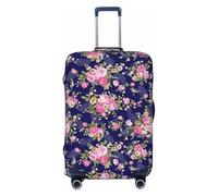 Uusnwaa Washable Luggage Navy Blue Base Floral Print Cover,Fashion Suitcase Protector,for Dustproof Anti-Scratch Travel Suitcase Covers Case