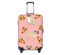 Uusnwaa Washable Luggage Pug Pizza Pink Print Cover,Fashion Suitcase Protector,for Dustproof Anti-Scratch Travel Suitcase Covers Case