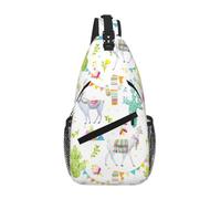 Uusnwaa Water Resistant Alpaca Llama Cactus Flag Mountain Printed Sling Crossbody Bag