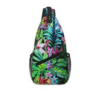 Uusnwaa Water Resistant Colorful Tropical Leaf Printed Sling Crossbody Bag