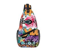 Uusnwaa Water Resistant Graffiti Hip Hop Printed Sling Crossbody Bag