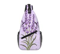 Uusnwaa Water Resistant Lavender Stamp Printed Sling Crossbody Bag