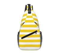 Uusnwaa Water Resistant Lemon Zest Yellow Stripes Pattern Printed Sling Crossbody Bag