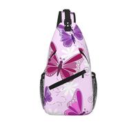 Uusnwaa Water Resistant Pink Butterfly Printed Sling Crossbody Bag