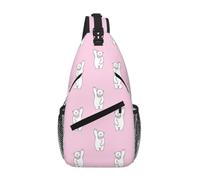 Uusnwaa Water Resistant Polar Bear Pink Printed Sling Crossbody Bag