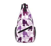 Uusnwaa Water Resistant Purple Poodle Polka Dot Printed Sling Crossbody Bag